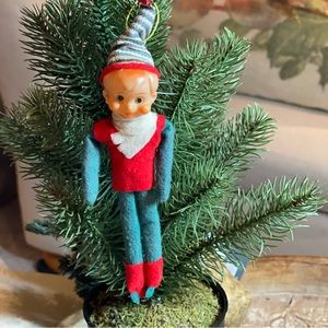 Pixie Elf Felt Ornament Made In Japan  Vintage 7”